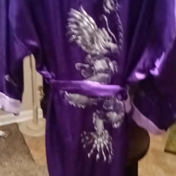 FINAL PRICE Silver Dragon lavender/purple reversible l/s robe w dragons L/XL/FS - Picture 11 of 11